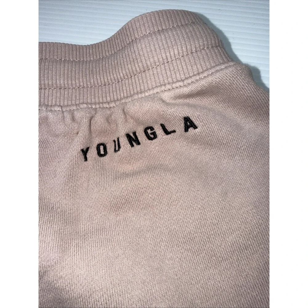 YoungLA Women's Draw String Sweat Shorts Light Pink XL 1.5